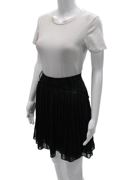 Reiss Women Pleated Green Geometric Polyester Skirt Zip Size 10