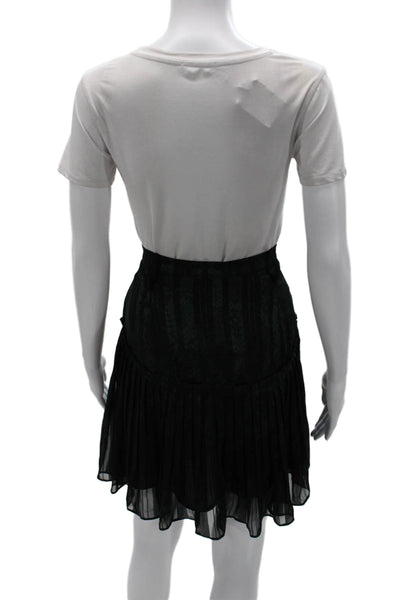 Reiss Women Pleated Green Geometric Polyester Skirt Zip Size 10