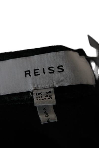 Reiss Women Pleated Green Geometric Polyester Skirt Zip Size 10