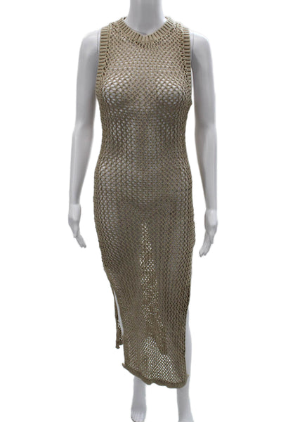 Beach Riot Womens Maxi Cover Up Beige Cotton High Neck Sleeveless Size M