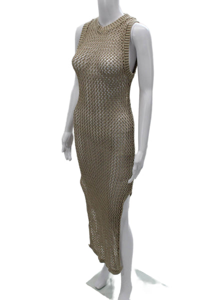 Beach Riot Womens Maxi Cover Up Beige Cotton High Neck Sleeveless Size M