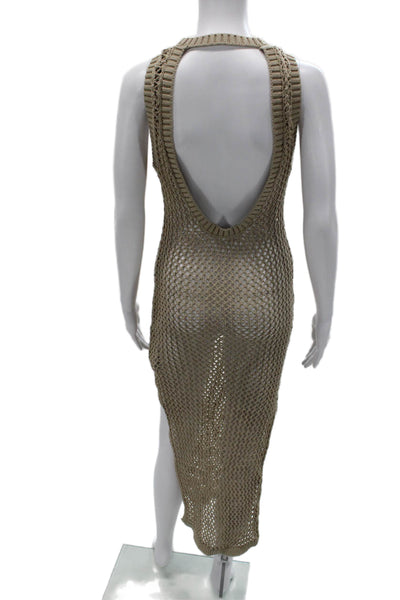 Beach Riot Womens Maxi Cover Up Beige Cotton High Neck Sleeveless Size M