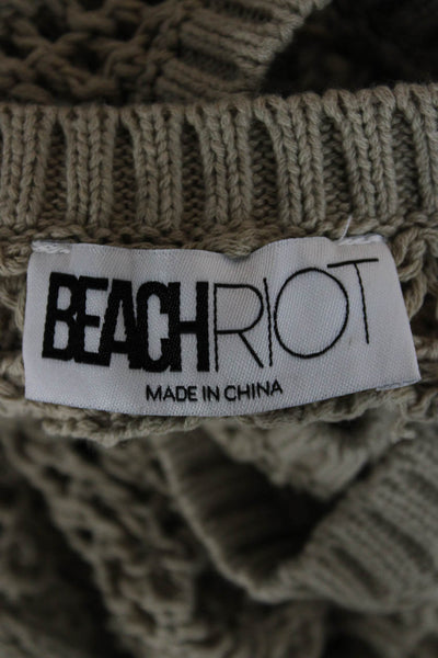 Beach Riot Womens Maxi Cover Up Beige Cotton High Neck Sleeveless Size M