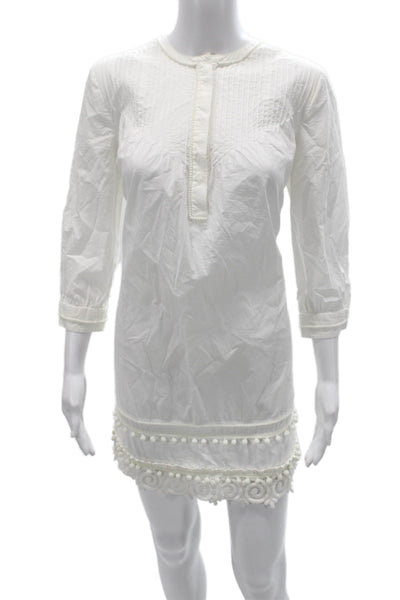 Derek Lam 10 Crosby Women White Shift Dress 3/4 Sleeve Size 2