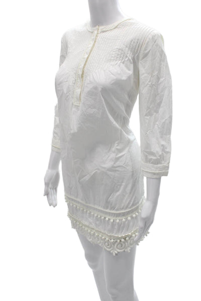 Derek Lam 10 Crosby Women White Shift Dress 3/4 Sleeve Size 2