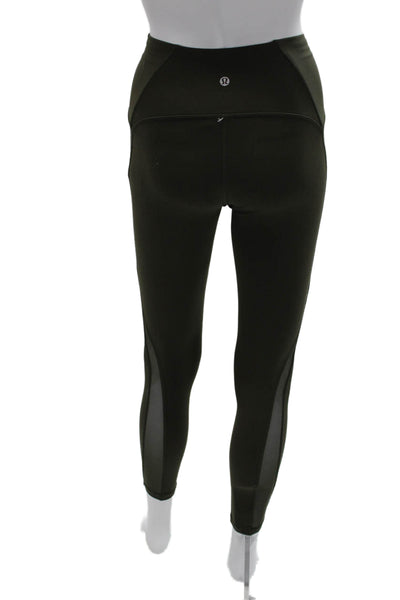 Lululemon Womens Green Ankle Leggings Nylon Pull On Size 4
