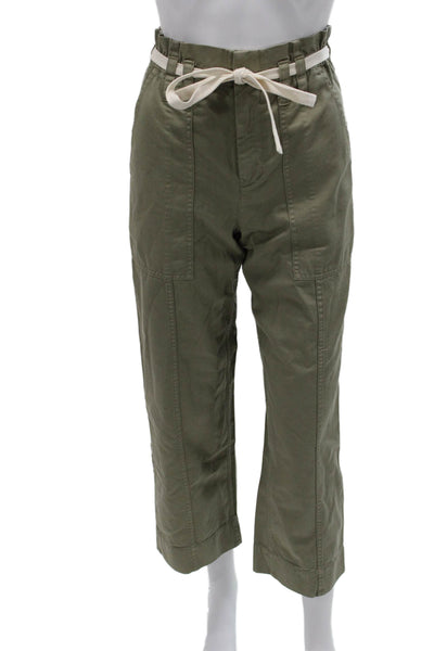 ALC Womens Paperbag Pants Green Cotton Size 0