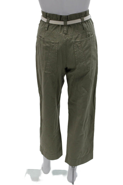 ALC Womens Paperbag Pants Green Cotton Size 0