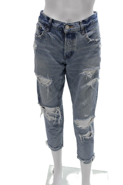 Moussy Womens Boyfriend Jeans Blue Mid Rise 100% Cotton Size 27