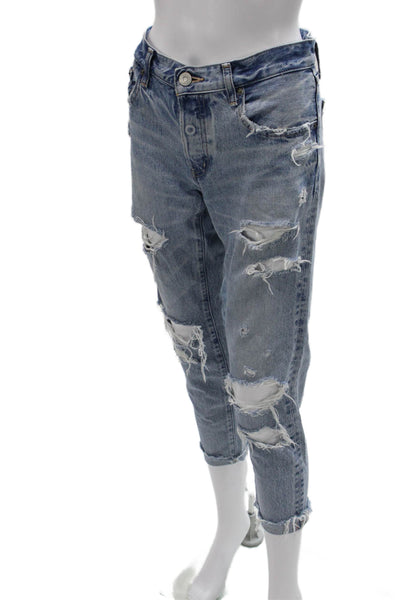 Moussy Womens Boyfriend Jeans Blue Mid Rise 100% Cotton Size 27