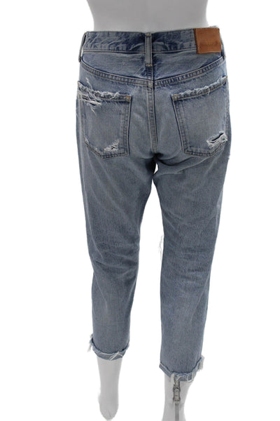 Moussy Womens Boyfriend Jeans Blue Mid Rise 100% Cotton Size 27