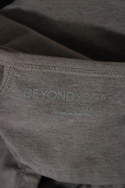 Beyond Yoga Women Cropped Tank Scoop Neck Beige Sleeveless Polyester Size M