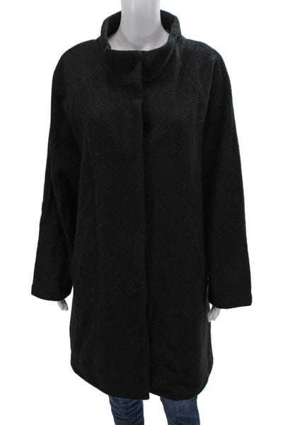 Cynthia Rowley Womens Overcoat Black Wool Long Sleeve Size XL