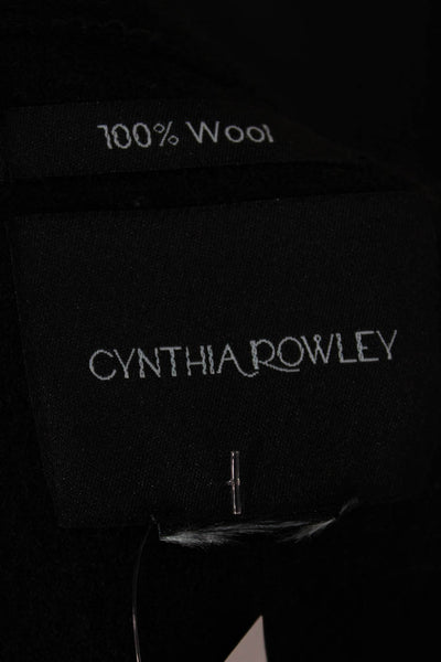 Cynthia Rowley Womens Overcoat Black Wool Long Sleeve Size XL