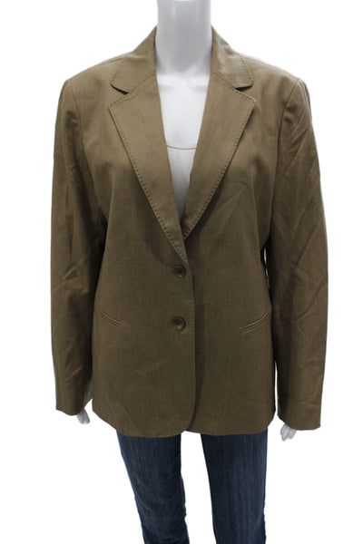 Lafayette 148 New York Womens Jacket Brown Wool Button Long Sleeve Size 14