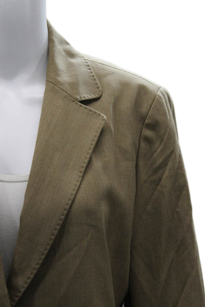 Lafayette 148 New York Womens Jacket Brown Wool Button Long Sleeve Size 14
