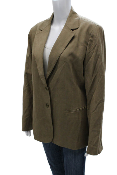 Lafayette 148 New York Womens Jacket Brown Wool Button Long Sleeve Size 14