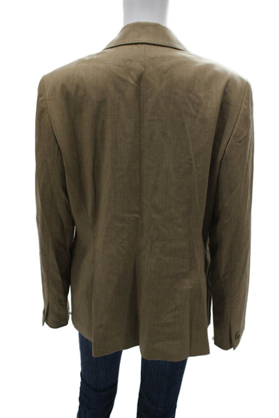 Lafayette 148 New York Womens Jacket Brown Wool Button Long Sleeve Size 14