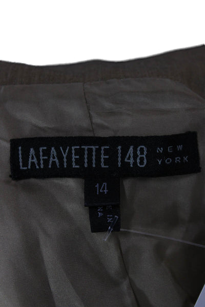 Lafayette 148 New York Womens Jacket Brown Wool Button Long Sleeve Size 14