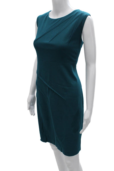 Calvin Klein Womens Sheath Dress Green Sleeveless Zip Round Neck Size 14