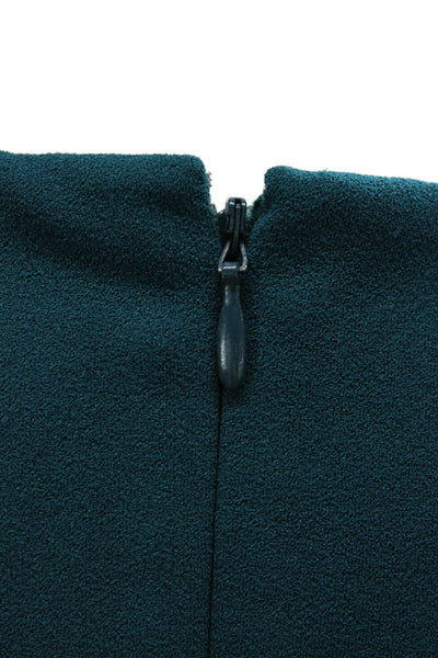 Calvin Klein Womens Sheath Dress Green Sleeveless Zip Round Neck Size 14