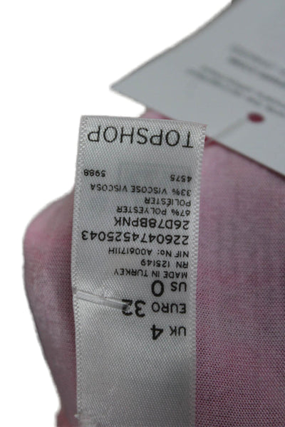 Topshop Women T Shirt Dress Pink Tie Dye Viscose Round Neck Short Sleeve Size 0