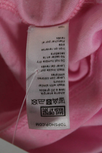 Topshop Women T Shirt Dress Pink Tie Dye Viscose Round Neck Short Sleeve Size 0