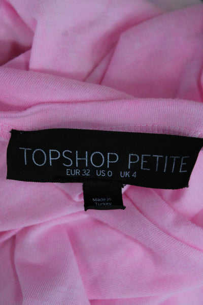 Topshop Women T Shirt Dress Pink Tie Dye Viscose Round Neck Short Sleeve Size 0
