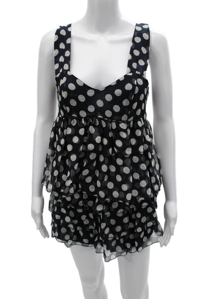 Caroline Hedaya Women Black Polka Dot Sweetheart Playsuit Mini Size 2