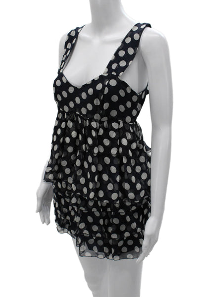 Caroline Hedaya Women Black Polka Dot Sweetheart Playsuit Mini Size 2