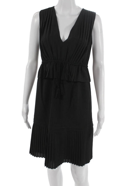 Max Studio Women Fit Flare Dress Black Sleeveless VNeck Midi Size M
