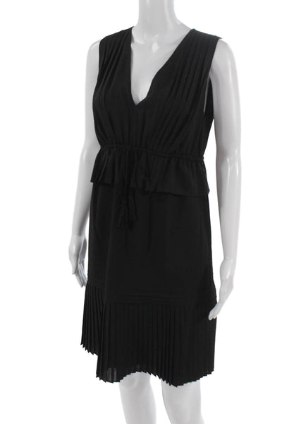 Max Studio Women Fit Flare Dress Black Sleeveless VNeck Midi Size M