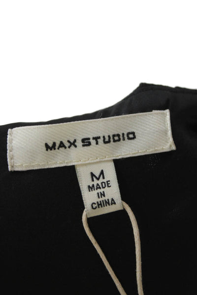 Max Studio Women Fit Flare Dress Black Sleeveless VNeck Midi Size M