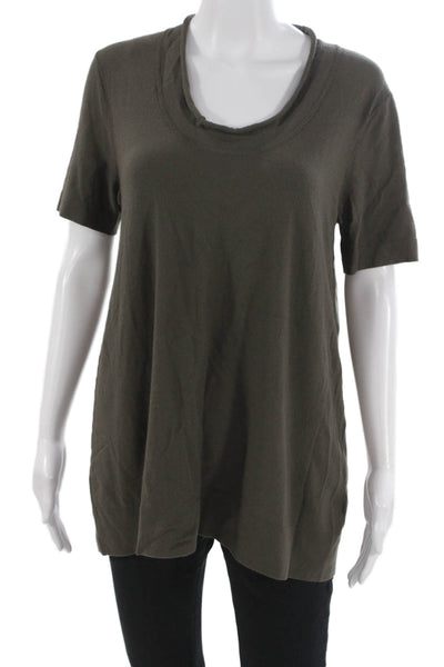 DKNY Womens Tunic T Shirt Green Cowl Neck Short Sleeve Viscose Size S