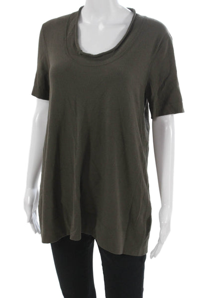 DKNY Womens Tunic T Shirt Green Cowl Neck Short Sleeve Viscose Size S