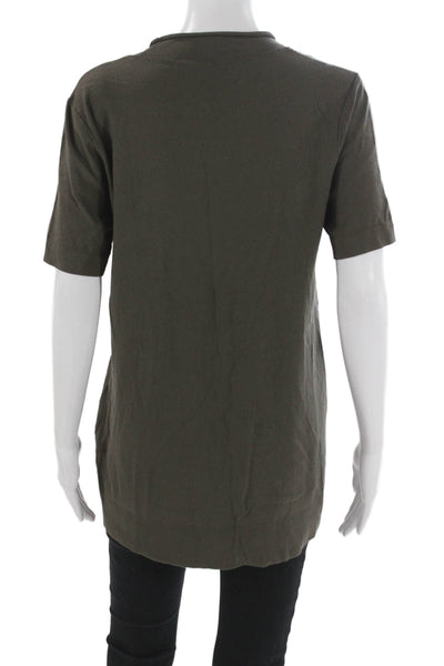 DKNY Womens Tunic T Shirt Green Cowl Neck Short Sleeve Viscose Size S