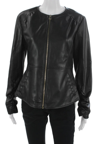 Zara Women Black Peplum Jacket Long Sleeve Zip Size L