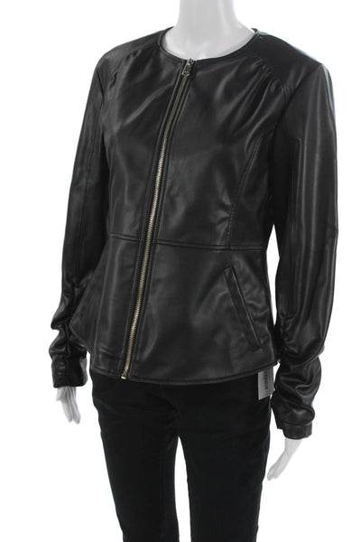 Zara Women Black Peplum Jacket Long Sleeve Zip Size L