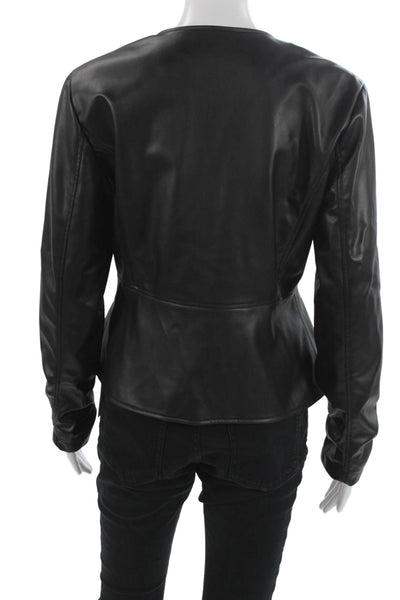 Zara Women Black Peplum Jacket Long Sleeve Zip Size L