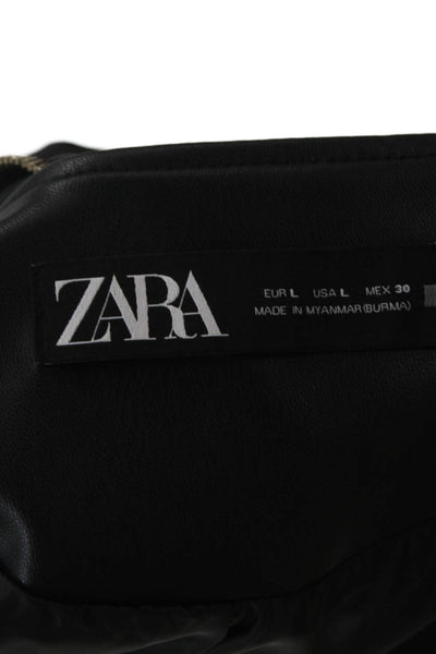 Zara Women Black Peplum Jacket Long Sleeve Zip Size L