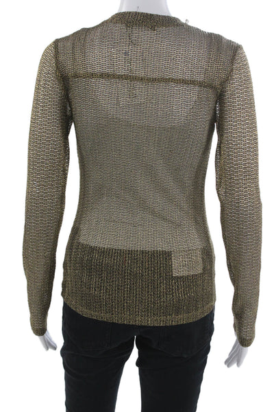 Zara Women Pullover Gold Geometric Crew Neck Long Sleeve Polyester Fall Size S