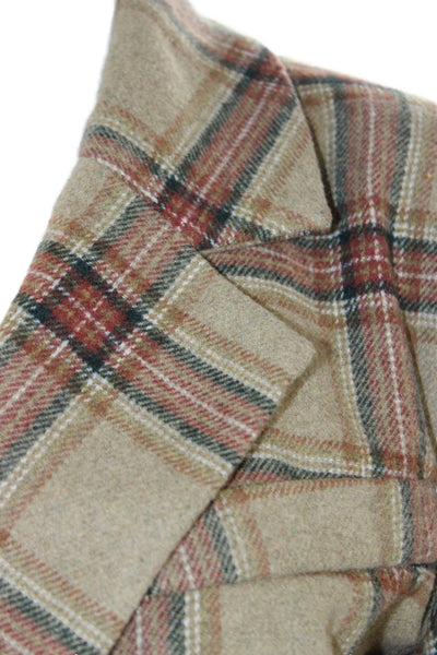 Muze Womens Basic Jacket Plaid Wool Blend Button Fall Multicolor Size S