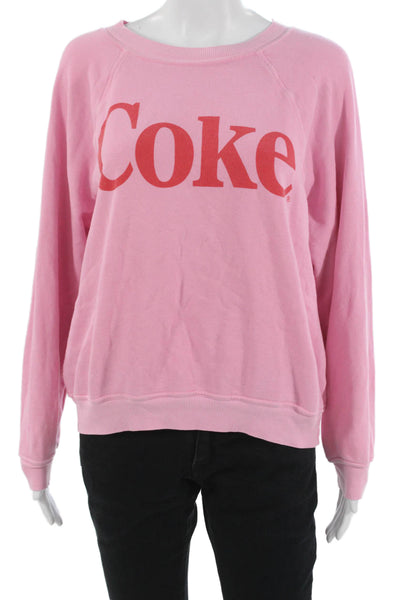 Wildfox Womens Pink Coca-Cola Cotton Crewneck Long Sleeve Pullover Size S