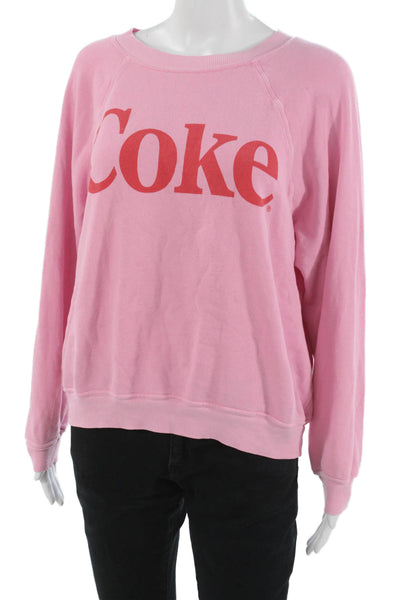 Wildfox Womens Pink Coca-Cola Cotton Crewneck Long Sleeve Pullover Size S