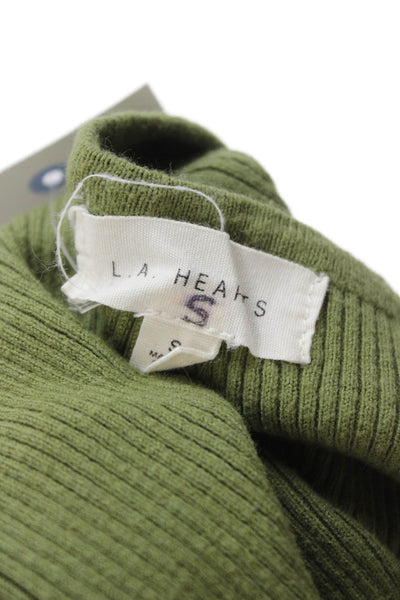 LA Hearts Womens Cropped Tank Green Scoop Neck Sleeveless Cotton Size S
