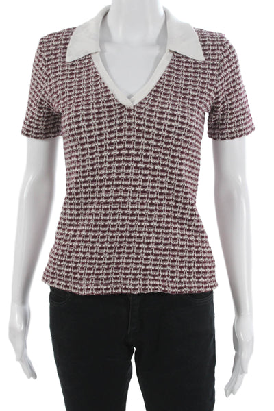 Zara Womens Multicolor Check Collared Short Sleeve Basic Polo Polyester Size S