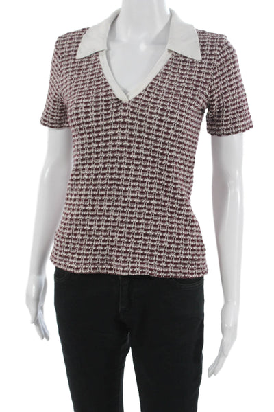 Zara Womens Multicolor Check Collared Short Sleeve Basic Polo Polyester Size S