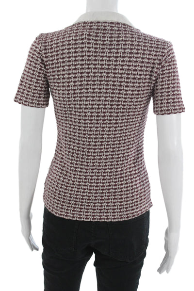 Zara Womens Multicolor Check Collared Short Sleeve Basic Polo Polyester Size S