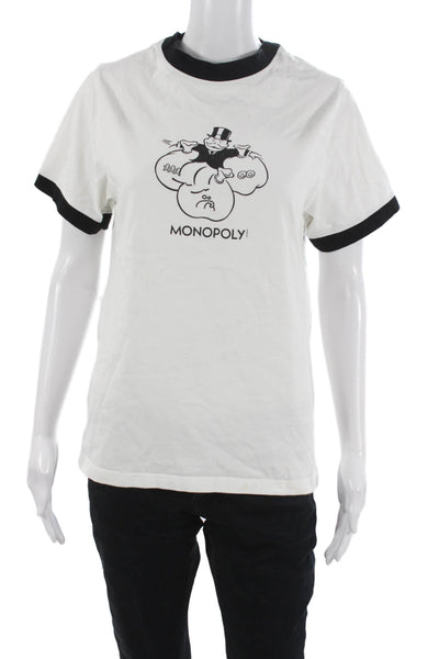 Krost Unisex Adults White Cotton T-Shirt Monopoly Graphic Size XS