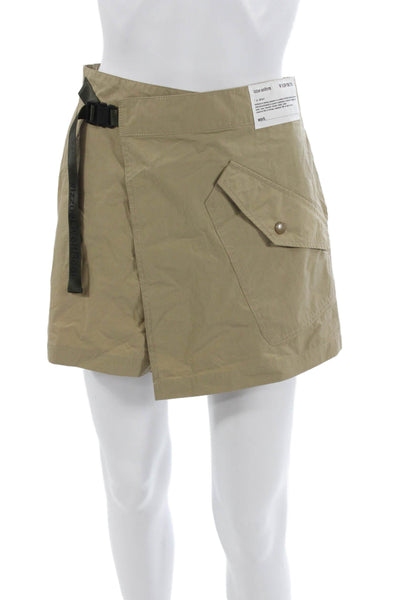 Izzue Womens Wrap Beige Shorts Buckle Cotton Nylon Size S